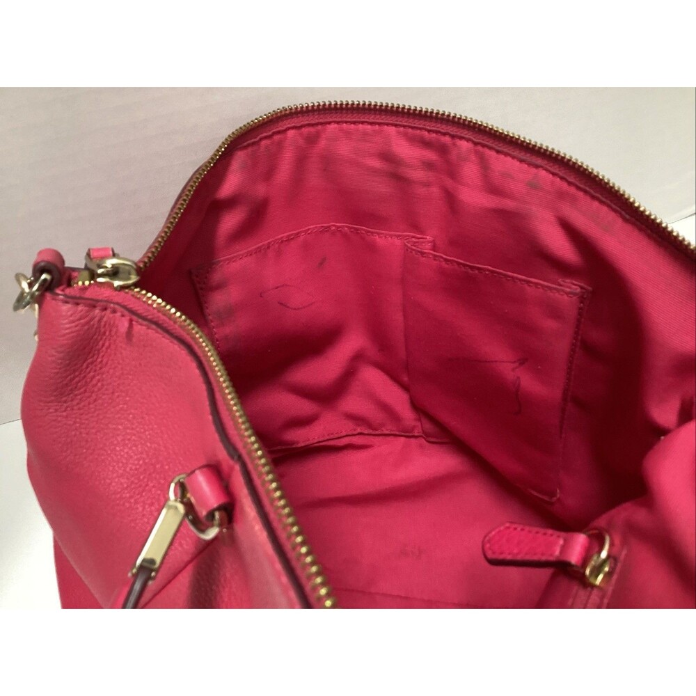coach Kelsey pebbled pink/fuchsia leather shoulder handbag double handles - Picture 6 of 12